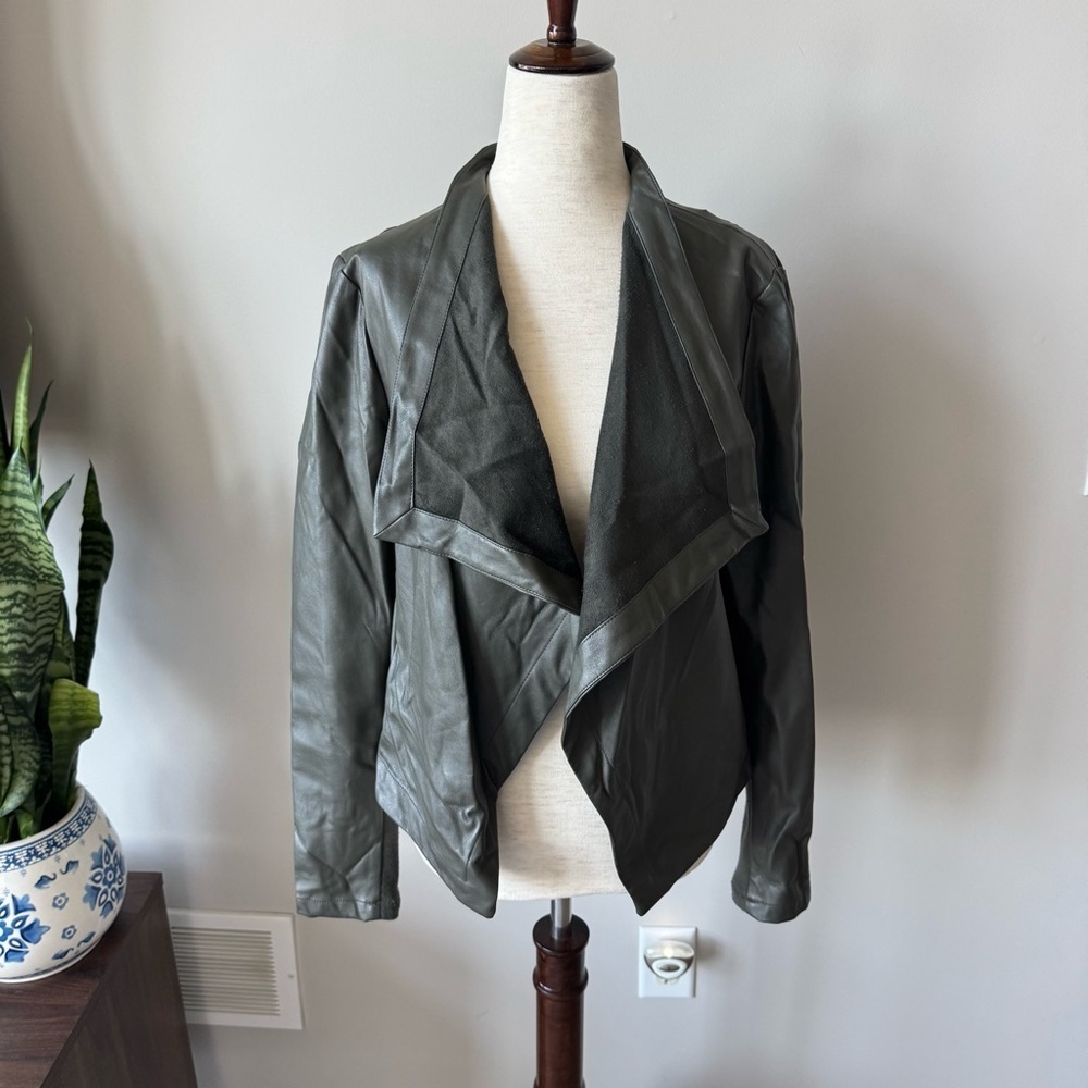 BB Dakota Flyaway Faux Leather Dark Green Jacket